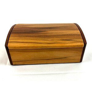 Vintage Teak Wood Trinket Jewelry Box